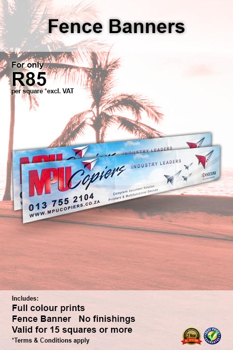 Fence Banners Special for R85 per square